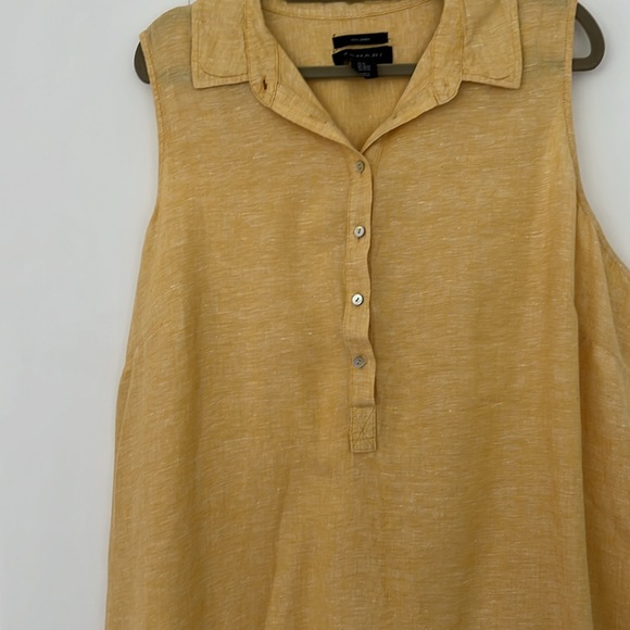 Tahari 100% Linen Yellow Sleeveless Dress Size 2X - Picture 10 of 11